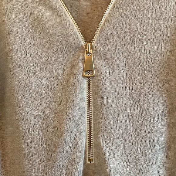 Soft Surroundings Women's Stone Tan Valentina Zip Long Sleeve Sweater V-Neck SZM - Picture 6 of 9